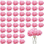 WEISPARK 100PCS Artificial Hydrangea Flowers, Fake Flowers Silk Hydrangea Full Flowers Heads with Stems for Wedding Home Party Shop Baby Shower Decor (Dark Pink) by WEISPARK