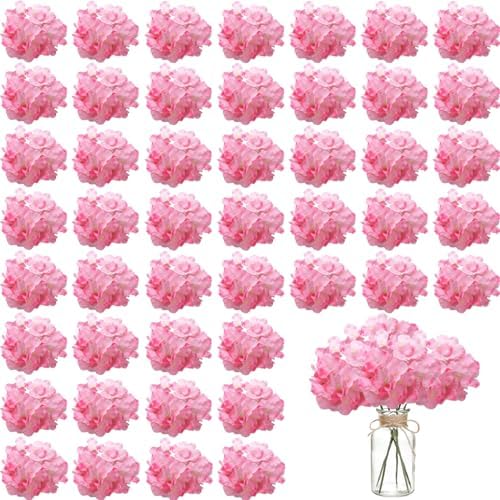 WEISPARK 100PCS Artificial Hydrangea Flowers, Fake Flowers Silk Hydrangea Full Flowers Heads with Stems for Wedding Home Party Shop Baby Shower Decor (Dark Pink) by WEISPARK