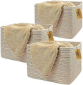 COMFY-HOMI 3PACK Cotton Rope Square Basket with Handles for Shelves| Storage|Baby Basket for GIF|Shoe Basket for Organizing|New13.5" x 11" x 9.5" for Living Room by COMFY-HOMI