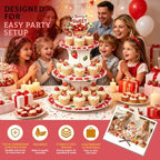 3 Tier Cardboard Cupcake Stand for 24 Cupcakes,Strawberry Cupcake Stand - Image 3