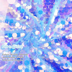QueenDream Blue Sequin Tablelcoth for Party - 51x47 inch Iridescent Fabric Sparkly Blue Table Cloth for Mermaid Birthday Party Decorations - Image 3