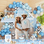 Costova Cow Baby Shower Decorations for Boys, Blue Cow Baby Shower Decorations, Holy Cow We Are Having a Baby Backdrop Balloon Box Tablecloth Sash Pin for Cow Print Baby Shower Gender Reveal - Image 6