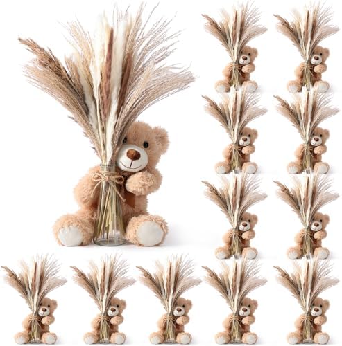 Canlierr 12 Sets Baby Shower Centerpieces Bear Vase Pampas,Glass,Boho by Canlierr