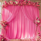 Hot Pink Backdrop Curtain 8 Panels-Wrinkle-Free Polyester Photography Drapes for Wedding Party Photo Background Decorations- 32 X10FT (Hot Pink) - Image 5