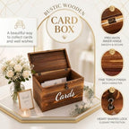 mwater Rustic Wooden Wedding Card Box with Lock（ 10×10×6 inches - Image 4