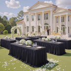 Black Tulle Tablecloth for 8 FT Rectangle Tables 4-Pack, Ideal for Weddings - Image 6