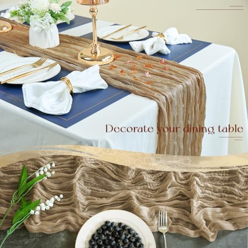 Sioloc Nude Cheesecloth Table Runner Fall Autumn Decor for Home 10ft Table Cloth for Tea Wedding Birthday Party Baby Bridal Shower Halloween Thanksgiving - Image 3