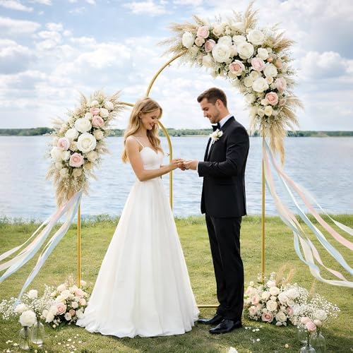 Metal Arch Backdrop Stand 2 Set (6FT/5FT), Gold Wedding Arch Frame - Image 3