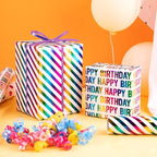 WRAPAHOLIC 30 Inch Birthday Wrapping Paper Roll - Colorful Foil Happy Bday Design for Birthday, Wedding, Baby Shower - 4 Rolls - 30 inch x 120 inch Per Roll - Image 3