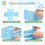 Suzile Baby Shower Crate Wooden Closet Baby Basket Gift,Blue - Image 4
