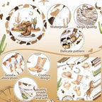 Pickmesh 250 Pcs Western Cowboy Party Decorations Wild West Disposable Tableware Set Cowboy Paper Plates Napkins and Cups for Rodeo Birthday Baby Shower Party Decorations Serve 50 - Image 2
