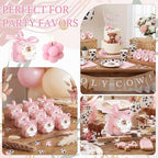 MTLEE 24 Sets Cow Baby Shower Favors Party Candle Small Bubble Candle Baby Shower Favors for Guests Tea Candles Bulk with Stylish Ribbons Cards Gifts(Pink, Cow) - Image 6