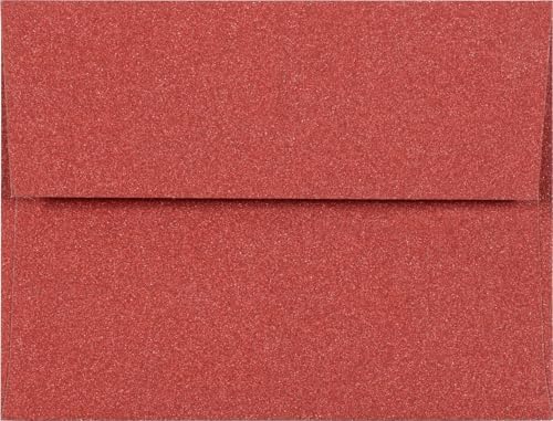LUXPaper A2 Invitation Envelopes | Peel & Press | 4 3/8" x 5 3/4" | Holiday Red Sparkle | 90lb. Text | 50 Qty - Image 2