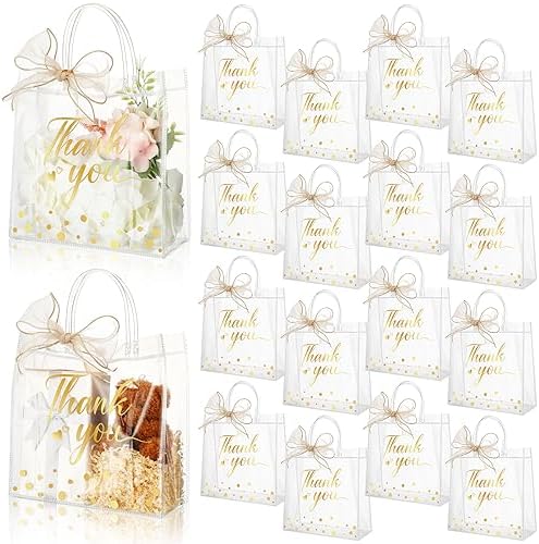 Fulmoon 50 Pcs Clear Thank You Gift PVC Bags with Handles, Transparent by Fulmoon