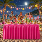 Hot Pink Polyester Table Cloths for Rectangle 6 Foot Tables, 6 Pack Wrinkle Free Tablecloths Stretchy Banquet Ruffle Fitted Table Cover Desk Skirt for Parties Wedding Birthday Baby Shower - Image 7