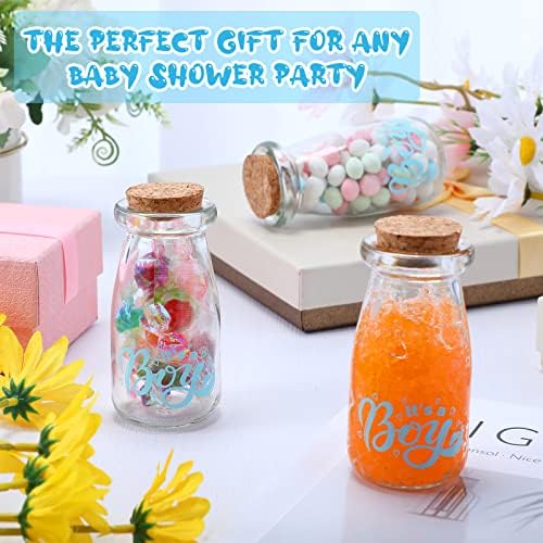 24 Pieces It's a Boy Baby Shower Party Favors Vintage Milk Favor Jars DIY Glass Milk Jars Bottles Blue Mini It's a Boy Sports Baby Shower Bottles with Cork for Guests Gender Reveal Centerpiece Decor - Image 5
