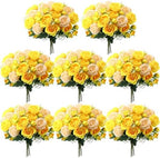 Geosar 8 Bundles Artificial Peonies Flowers,Yellow, Champagne by Geosar