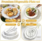 Glowserve 175 Piece Disposable Plastic Plates Dinnerware Set for 25 Guests - Image 6