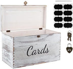 MDLUU Wood Wedding Card Box, Rustic Wedding Money Case with Lock, Envelope Holder Card Receiving Box for Reception, Birthday Party (White) - Image 2