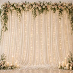 Ledido 10×10ft Beige Tulle Backdrop Curtain with Light(4 Panels 5×10ft) by Ledido