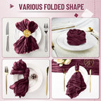 Cupuamon 50 Pack Cheesecloth Napkins 20x20 Inch Dinner Table Napkins Boho Washable Rustic Gauze Napkins Bulk for Wedding Bridal Baby Shower Party Decor (Burgundy) - Image 4
