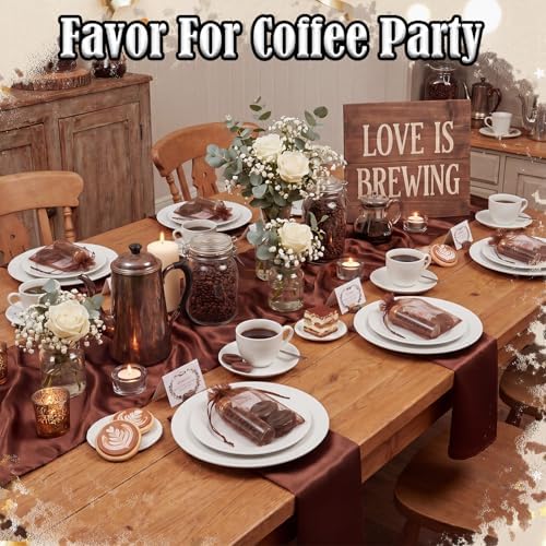 Leelosp 24 Sets Love Is Brewing Bridal Shower Favors for Guests Coffee Themed Party Favors with Mini Glass Jars Coffee Bean Soap Thank You Cards Organza Gift Bags for Bachelorette Wedding Decoration - Image 4
