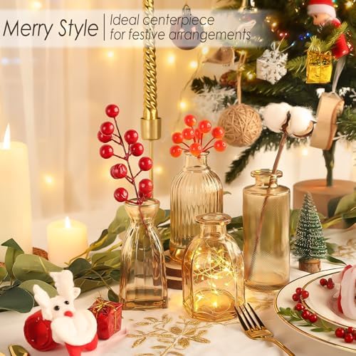 UPBUD Gold Glass Bud Vases Set of 36, Mini Flower Vase for Centerpieces, Small Amber Bud Vases in Bulk for Wedding Decorations, Vintage Vase for Table, Recepetion, Home Décor - Image 5