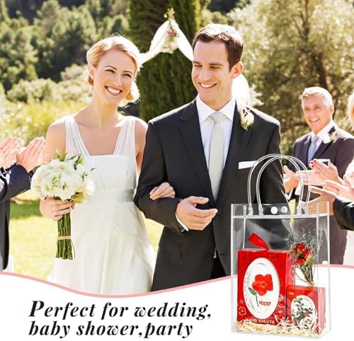 Ohuimrt 50 Pack 6.7" x 2.8" x 9.1" Clear Plastic Gift Bags with Handles - Image 7