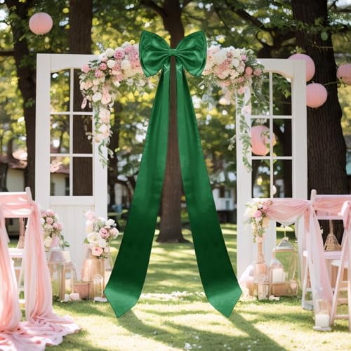 Giant Bow Decoration, Big Bows for Backdrop 75x18 Inch,Bow Themed Room Decor,Large Satin Decorative Bows for Wedding Engagement Bachelorette Baby Shower Bridal Christmas (Green, 75x18 Inch) by WTHAVEN
