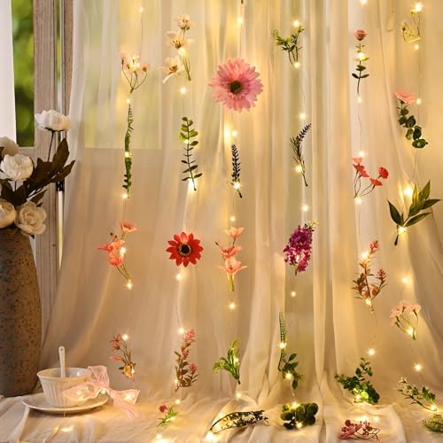 Livole 6Pcs 36Ft Wildflower Garland with Light Hanging Flower Wall Backdrop - Image 3