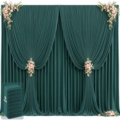 40ft x 12ft Emerald Green Backdrop Curtains Wrinkle Free Backdrop Curtain for Wedding Parties Fabric Backdrops Drapes Back Drop Cloth Bridal Shower Stage Curtains Wedding Decorations for Reception by Tao-GePartyDecorations