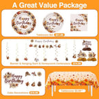 132 Pcs Fall Happy Birthday Party Decoration Set Serves 25 - Image 3