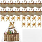 Reallnaive Baskets for Gifts Empty Sturdy Woven Bamboo Gift Basket with Gift Bags and Ribbons for Christmas Thanksgiving Birthday Mothers Day Housewarming Party Gift Wrapping, 12"x 8"x 6"(12 Set) by Reallnaive