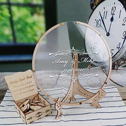 Wedding Guest Book Alternative with Box and Small Hearts,Personalized Round Drop Guest Sign for Rustic Wedding Decorations,Anniversary - Image 5
