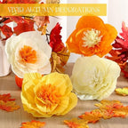 Cholemy 24 Pcs Tissue Paper Flowers, Crepe Paper Flowers Decorations 8" 10" 12" for Wedding Party Baby Bridal Shower Carnival Party Birthday Nursery Wall Decor (Gold,Yellow,Orange) - Image 3