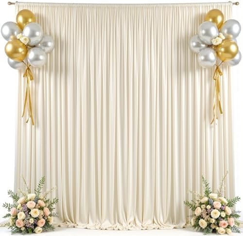 20x8ft Beige Backdrop Curtain for Parties Wrinkle Free Fabric Backdrop Curtain Wedding Photo Backdrop Drapes for Birthday Party Baby Shower Bridal Shower Photography Back Drop 4 Panels 5x8FT - Image 5