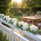 Artificial Hydrangea Flower Garland with Eucalyptus & Baby’s Breath 2PCS 6FT Floral Vines Greenery Garland for Mantel Wedding Arch Table Centerpiece Coastal Home Outdoor Decor (2, White) - Image 7