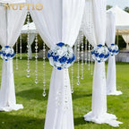 NUPTIO Flower Balls for Table Centerpieces: Royal Blue & White Fake Rose - Image 3