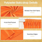 40x10ft Orange Backdrop Curtains for Wedding Parties Wrinkle Free Photo Backdrop Drapes for Photography Birthday Baby Shower Soft Fabric Party Backgournd for Photoshoot 5x10ft, 8 Panels - Image 2