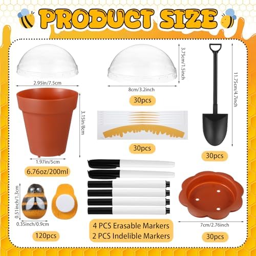 Jingmore 30 Sets Bee Honey Jar Pots Party Favors Bulk, Brown - Image 2