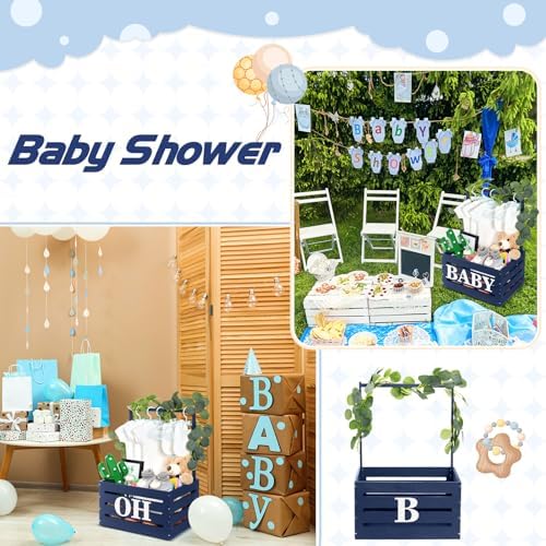 Barydat Wooden Baby Shower Crate Closet Set, Navy Blue - Image 6