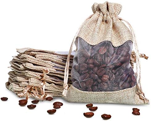 Shappy 50 Pcs 5 x 7 Inch Organza Burlap Bag with Drawstring, Flaxen - Image 6