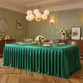 1 Pack Green Satin Tablecloths Rectangle 4FT, Glitter Spandex Fitted Stretch Table Covers Wrinkle-Free Floor Length Shimmer Table Skirt for Weddings Parties Baby Shower Banquets Vendor Events by Partisky