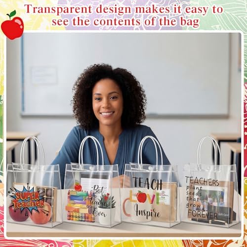 Canchiing 50 Pcs End of Year Teacher Clear Gift Bags with Handles - Image 5