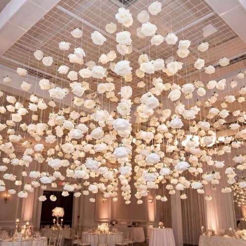 Suncalla 42 Pcs Artificial Rose Peony Flower Garlands Hanging Decor Backdrop Each 39.4inch Silk Floral Garland Peony Floral Celling for Wedding Party Background Birthday Baby Shower Home Garden(White) by Unknown