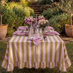 Tudomro Striped Tablecloth, Rectangle, Olive, Dusty Rose, 60'' X 120'' - Image 6