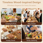 Kochorie 150 Pieces Wood Grain Slice Tableware Set Disposable Paper Plates and Napkins Rustic Wood Party Decorations for Camping Baby Shower Hunting Lumberjack Birthday Party Supplies - Image 5