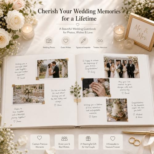 Personalized Linen Wedding Guest Book, Custom Photo Album 29 x 21.5 cm - Image 3