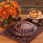 Tinybee 60PCS Amber Plastic Plates - Clear Brown Plastic Plates Disposable - Image 3