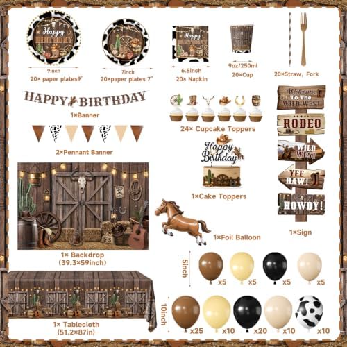 Western Party Decorations, Cowboy Birthday Party Decorations for Boys - Image 2